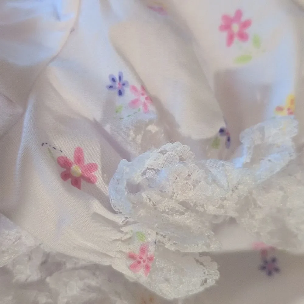 Sesame Street Y2K Infant Girls White Floral‎ Butterfly Dress Bloomers Lace